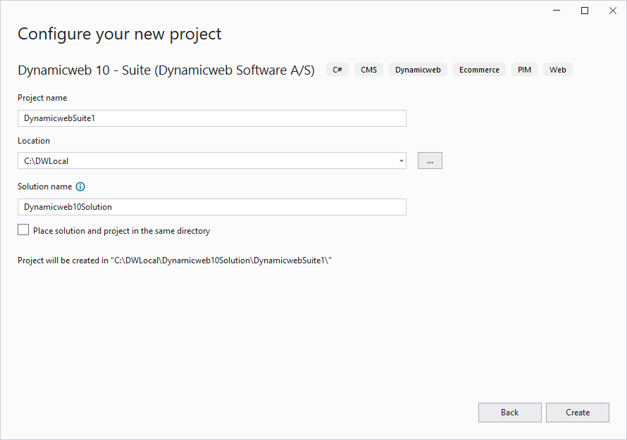 Configure Dynamicweb project