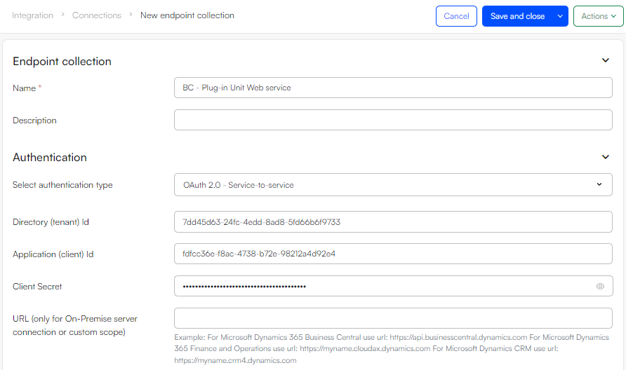 An endpoint collection with an S2S authentication