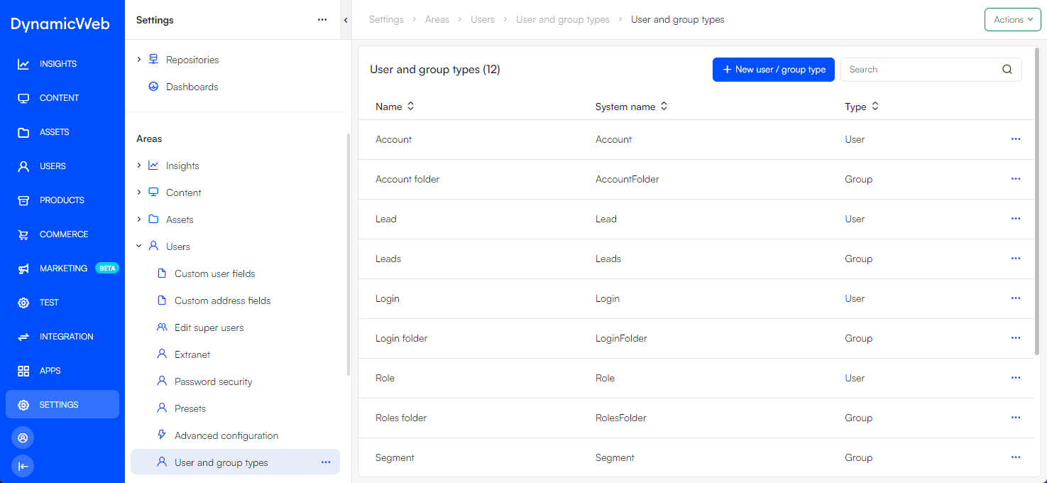 Costume User and User Group list