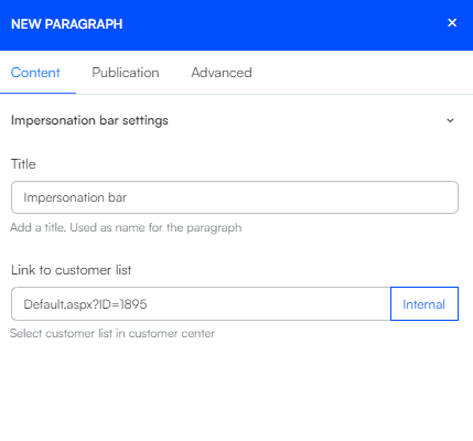 impersonation bar properties