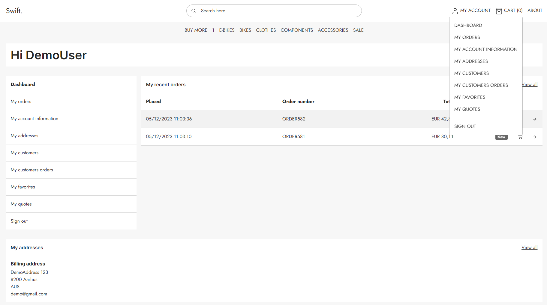 Customer center example