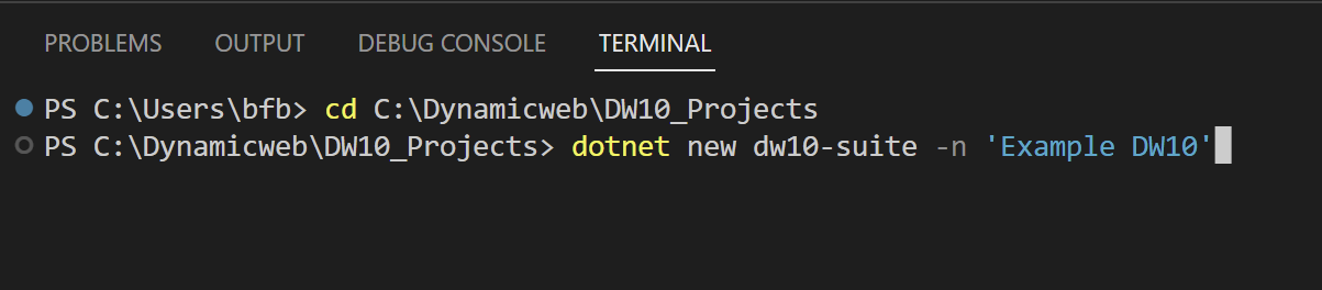 dotnet new VS Code