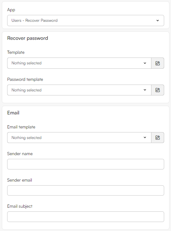 User recover password