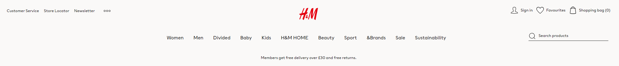 H&M header