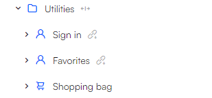 signin,favorites,shoppingbag pages