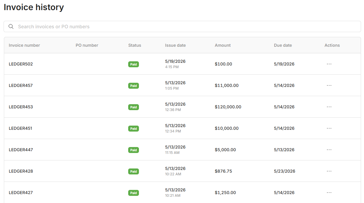 Invoice history