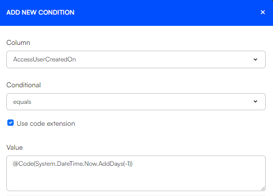 Conditional with code