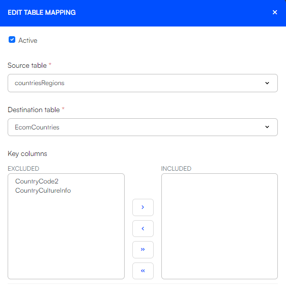 New table mapping