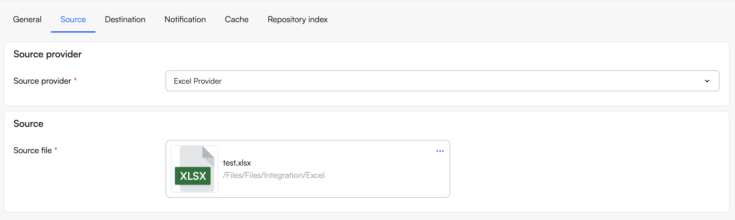Excel provider as source