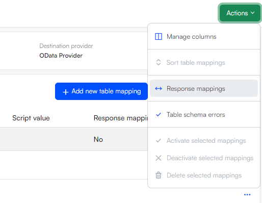 Response mappings action