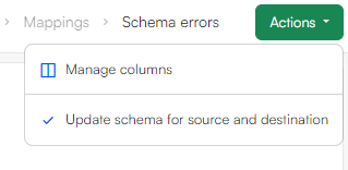 table schema errors