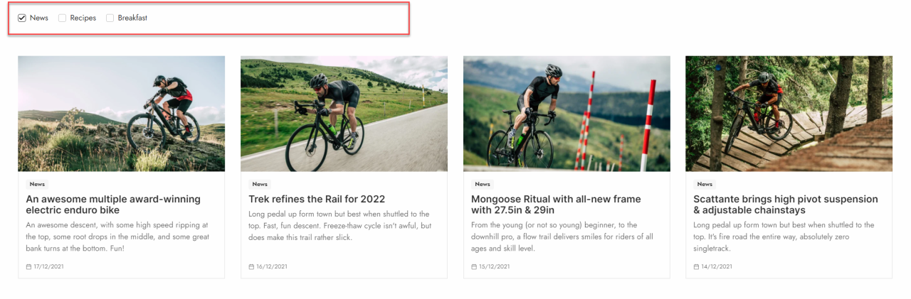 Article filter example