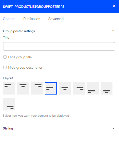 Product list group poster settings