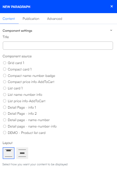 component settings