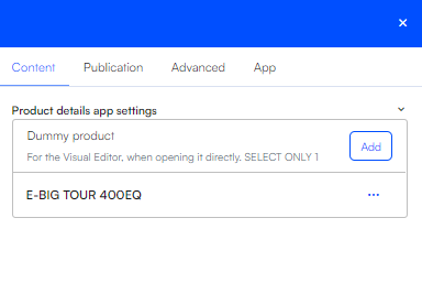 Product catalog details app settings