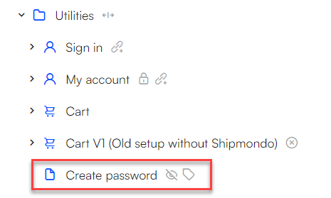 create password page