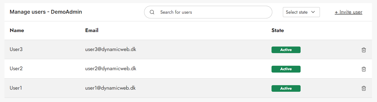 Customer center manage users