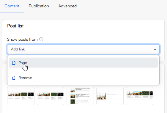 Post List page selector